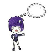 cartoon vampire girl with thought bubble N233