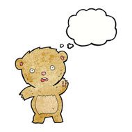 cartoon unhappy teddy bear with thought bubble N6