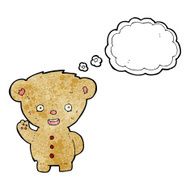 cartoon teddy bear waving with thought bubble N15