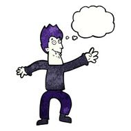 cartoon vampire with thought bubble N135