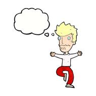 cartoon frightened man with thought bubble N90