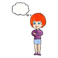 cartoon proud woman with thought bubble N31