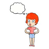 cartoon woman with hands on hips thought bubble N231