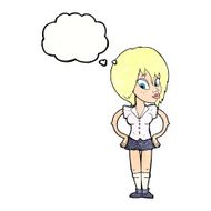 cartoon woman with hands on hips thought bubble N232