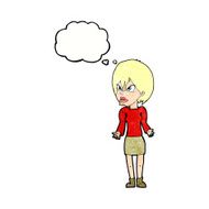 Cartoon Annoyed Woman With Thought Bubble N196