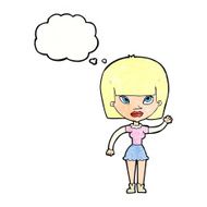cartoonw woman waving with thought bubble N3