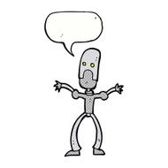 cartoon funny robot with speech bubble N94