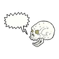 cartoon spooky skull with speech bubble N171