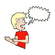 cartoon stressed man with speech bubble N77