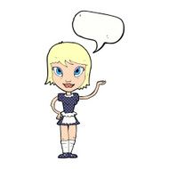 cartoon maid with speech bubble N47