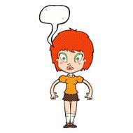 cartoon pretty girl with speech bubble N116