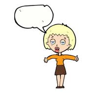 cartoon bored woman with speech bubble N33