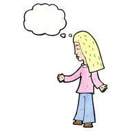 cartoon woman with open arms thought bubble N108