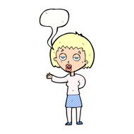 cartoon bored woman with speech bubble N34