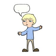 cartoon annoyed boy with speech bubble N46