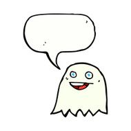 cartoon ghost with speech bubble N26