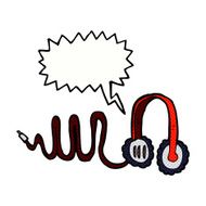 cartoon headphones with speech bubble N3