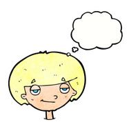 cartoon smug looking boy with thought bubble N10