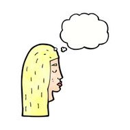 cartoon female face profile with thought bubble N11