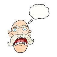 cartoon angry old man with thought bubble N149