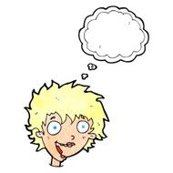 cartoon crazy excited woman with thought bubble N20
