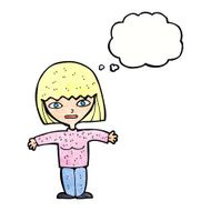 cartoon woman with open arms thought bubble N110