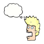 cartoon terrified man with thought bubble N238