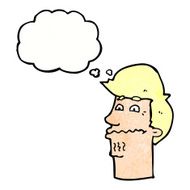 cartoon nervous man with thought bubble N146