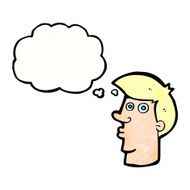 cartoon confused man with thought bubble N42