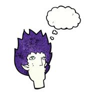 cartoon vampire face with thought bubble N39