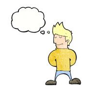 cartoon happy man with thought bubble N489