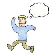 cartoon terrified man with thought bubble N239