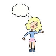 cartoon woman only joking with thought bubble N11