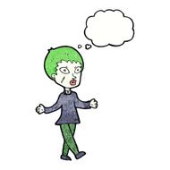 cartoon halloween zombie woman with thought bubble N11