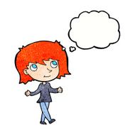 cartoon girl with no worries thought bubble N11