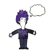 cartoon vampire with thought bubble N136