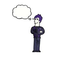 cartoon vampire with thought bubble N137