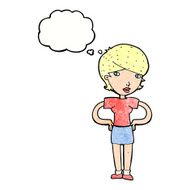 cartoon woman with hands on hips thought bubble N233