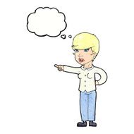 cartoon woman pointing finger of blame with thought bubble N11