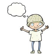 cartoon boy with positive attitude thought bubble N22