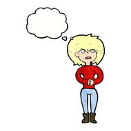 cartoon worried woman with thought bubble N84
