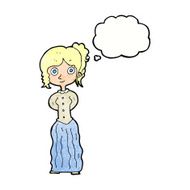 cartoon happy woman with thought bubble N275