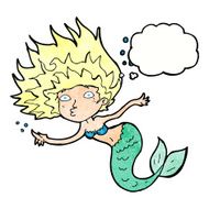 cartoon mermaid with thought bubble N69