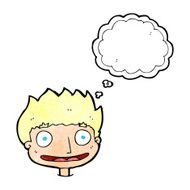 cartoon happy boy with thought bubble N254