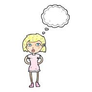 cartoon woman with thought bubble N32