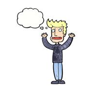cartoon stressed man with thought bubble N71