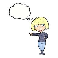cartoon annoyed woman pointing with thought bubble N11