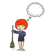 cartoon pretty witch girl with thought bubble N10