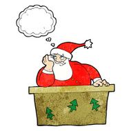 cartoon bored santa claus with thought bubble N9