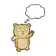 cartoon waving teddy bear with thought bubble N38